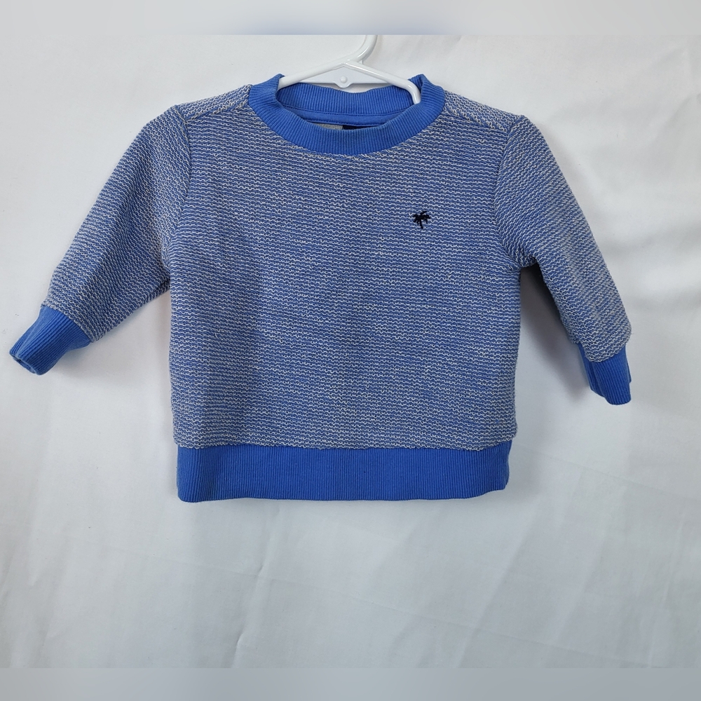 Janie & Jack Boys Blue White Marled Long Sleeve Crewneck Sweater Sz 3-6 Months